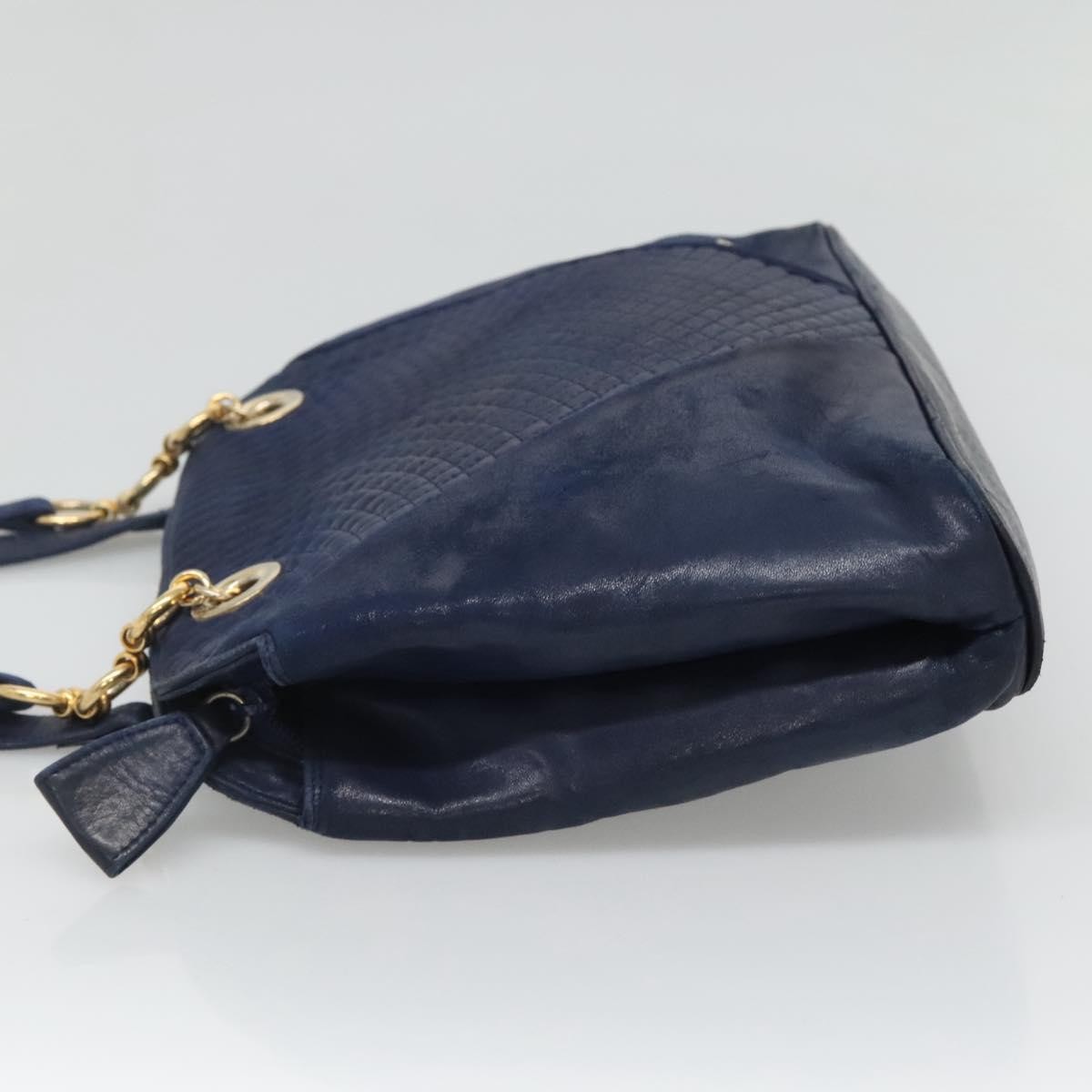 Bally Vintage Shoulder Bag Navy Leather Good condition - Model View