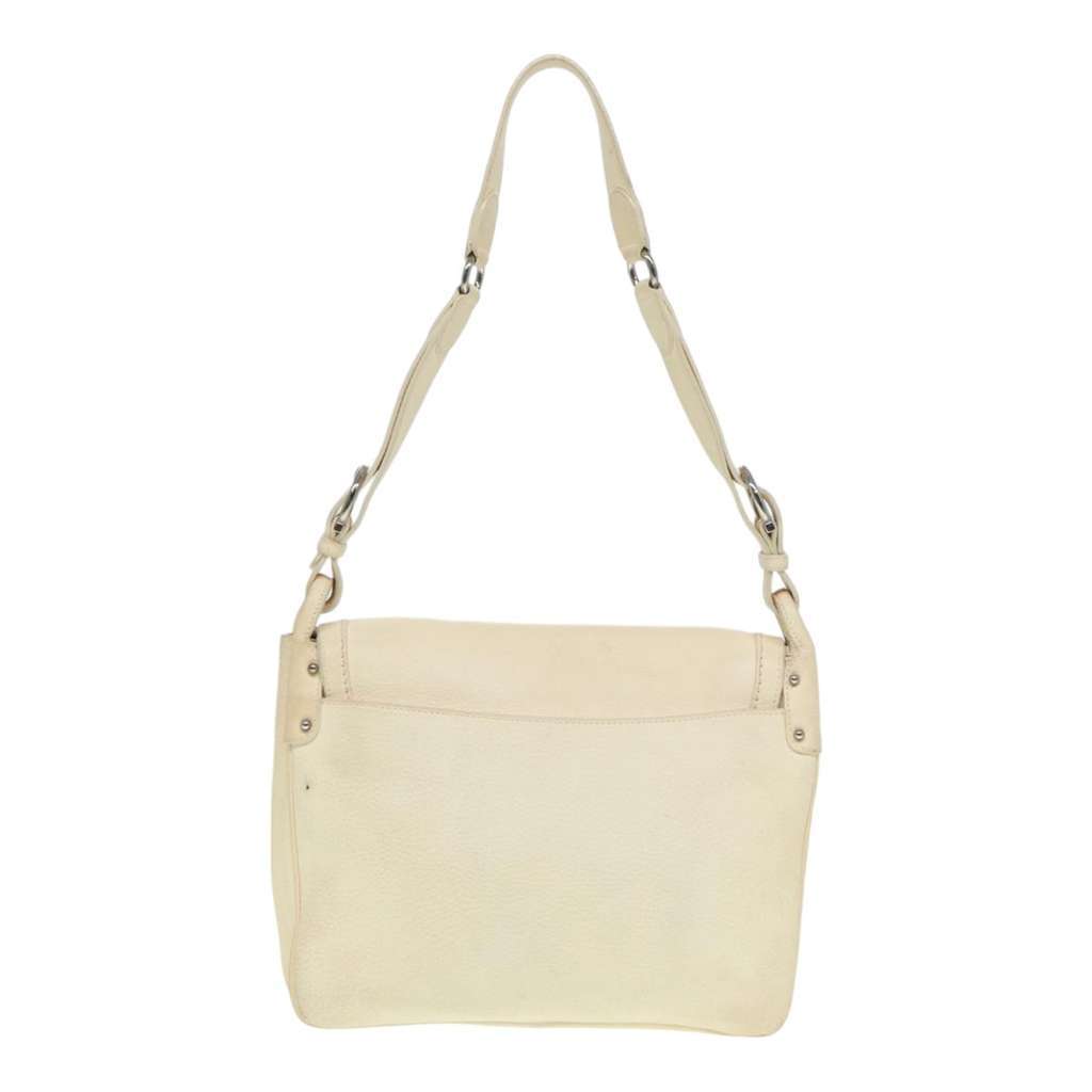 Salvatore Ferragamo Gancini Shoulder Bag White Leather Good condition - Back View