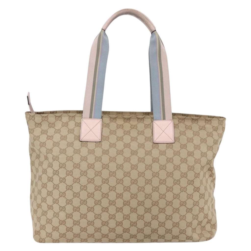 Gucci Diaper Web Strap Tote Beige Canvas Good condition - Back View