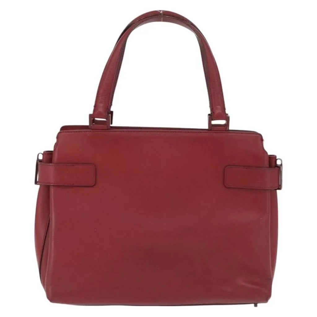 Salvatore Ferragamo Double Gancini Side Buckle Tote Red Leather Good - Back View