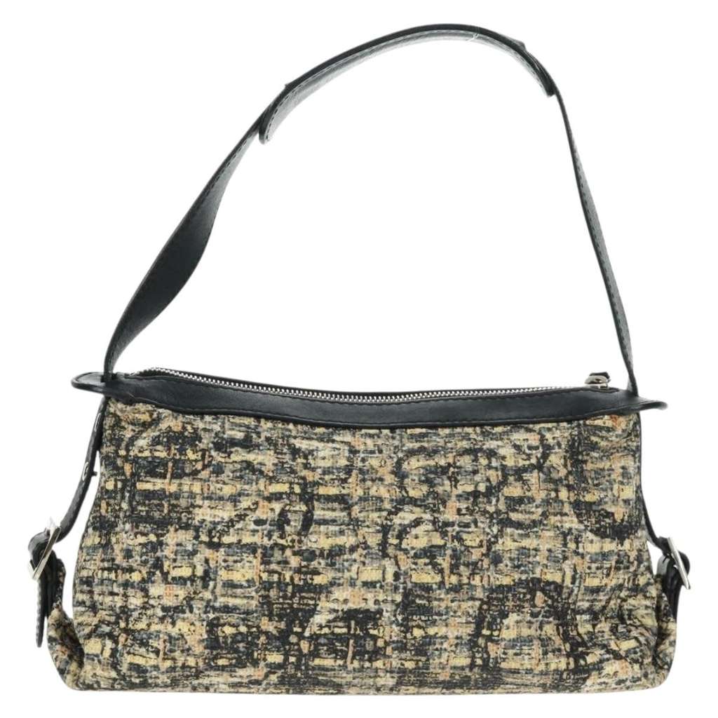 Chanel Vintage Clover Shoulder Bag Beige Tweed Good condition - Back View