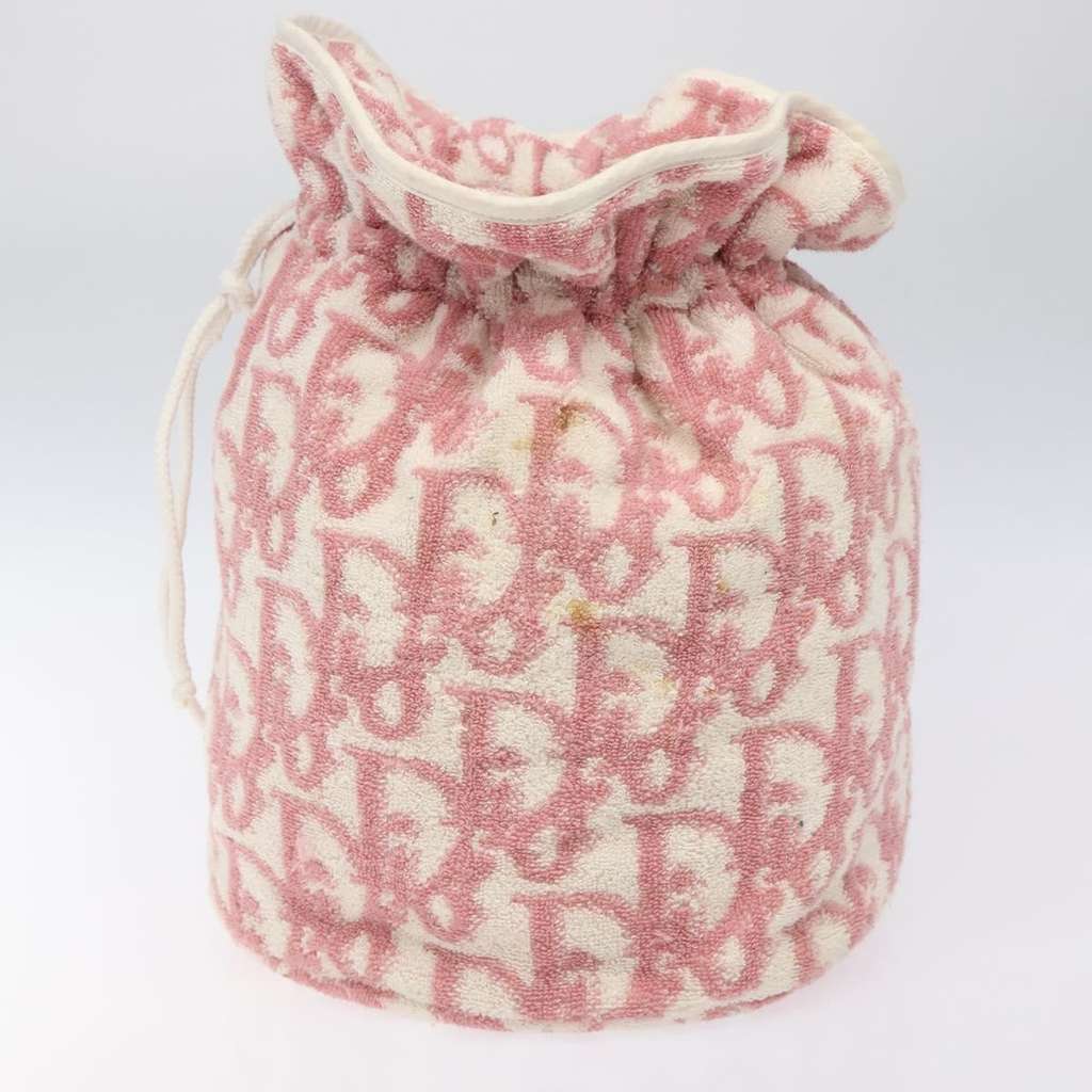 Christian Dior Vintage Trotter Pouch Pink Cotton Good condition - Back View