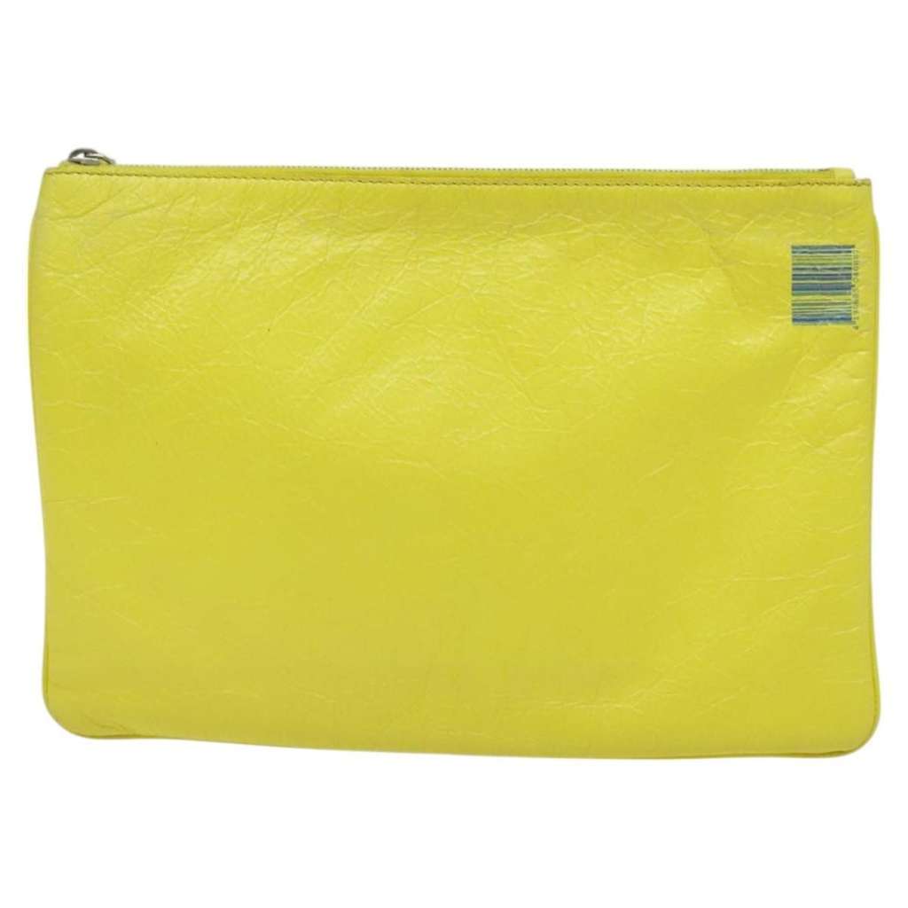 Balenciaga Supermarket Pouch Yellow Leather Good condition - Back View