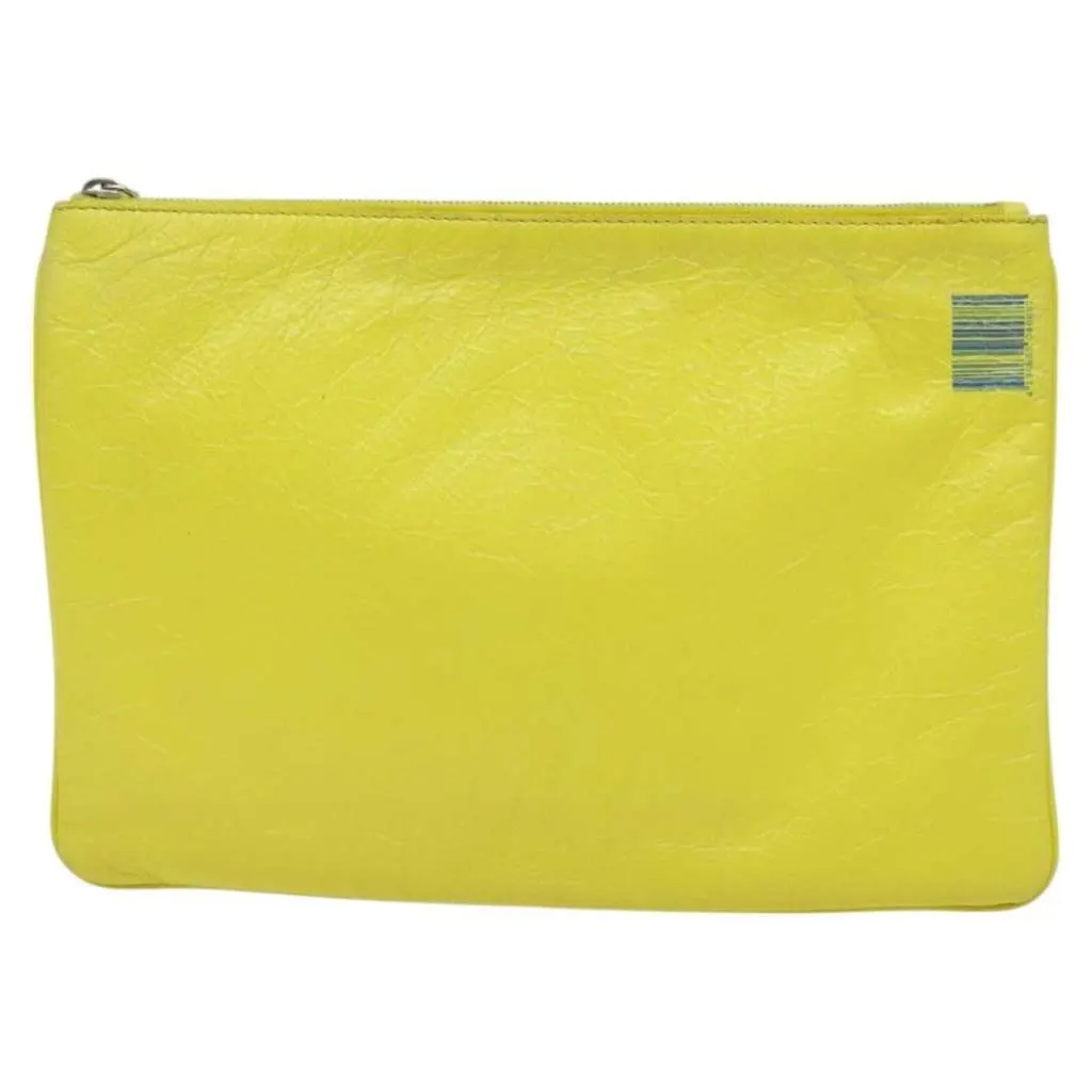 Balenciaga Supermarket Pouch Yellow Leather Good - Back View