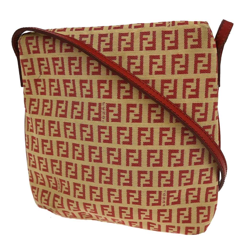 Fendi Vintage Flap Crossbody Bag Beige Canvas Good condition - Back View