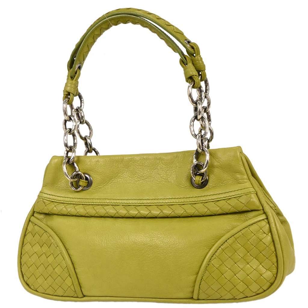 Bottega Veneta Intrecciato Shoulder bag Green Leather Good condition - Back View