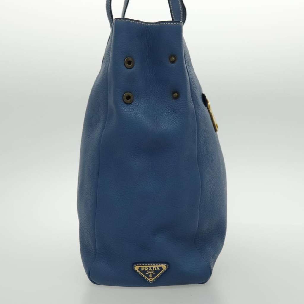 Prada Front Pocket Tote Blue Leather Good condition - Model View