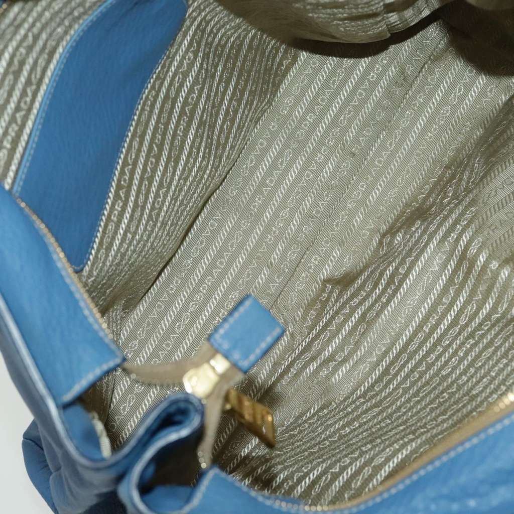 Prada Front Pocket Tote Blue Leather Good condition - Box View