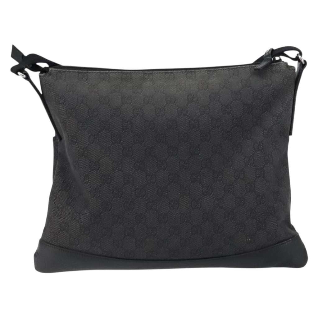 Gucci Zip Messenger Bag Black Canvas Good condition - Back View