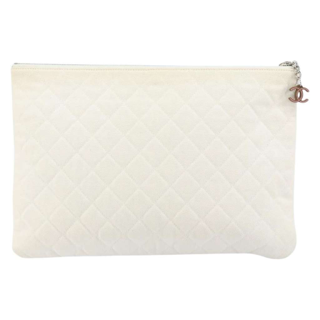 Chanel Coco Cuba Pouch White Canvas Good condition - Back View