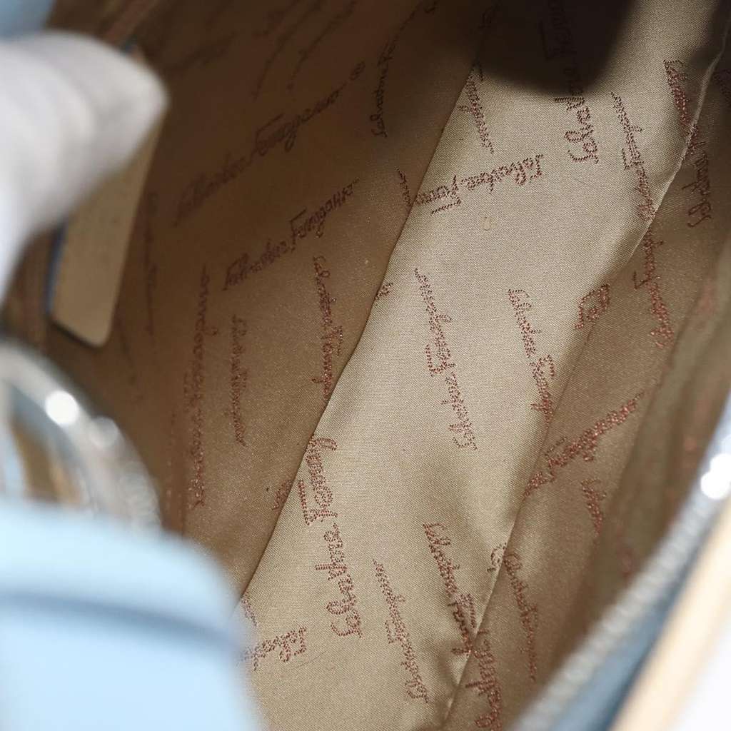 Salvatore Ferragamo Gancini Shoulder Bag Blue Leather Good condition - Box View