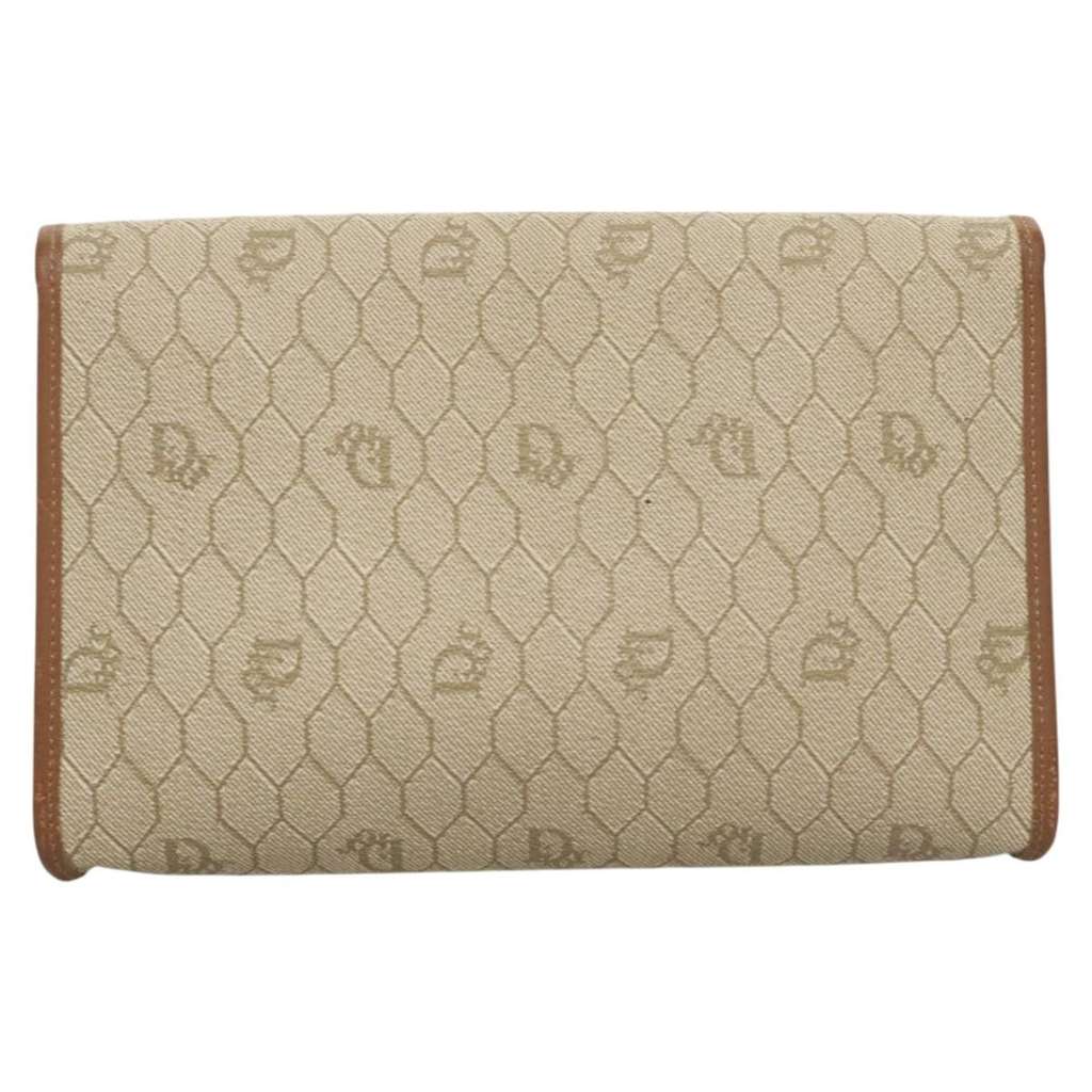 Christian Dior Vintage Honeycomb chain Beige Canvas Good condition - Back View