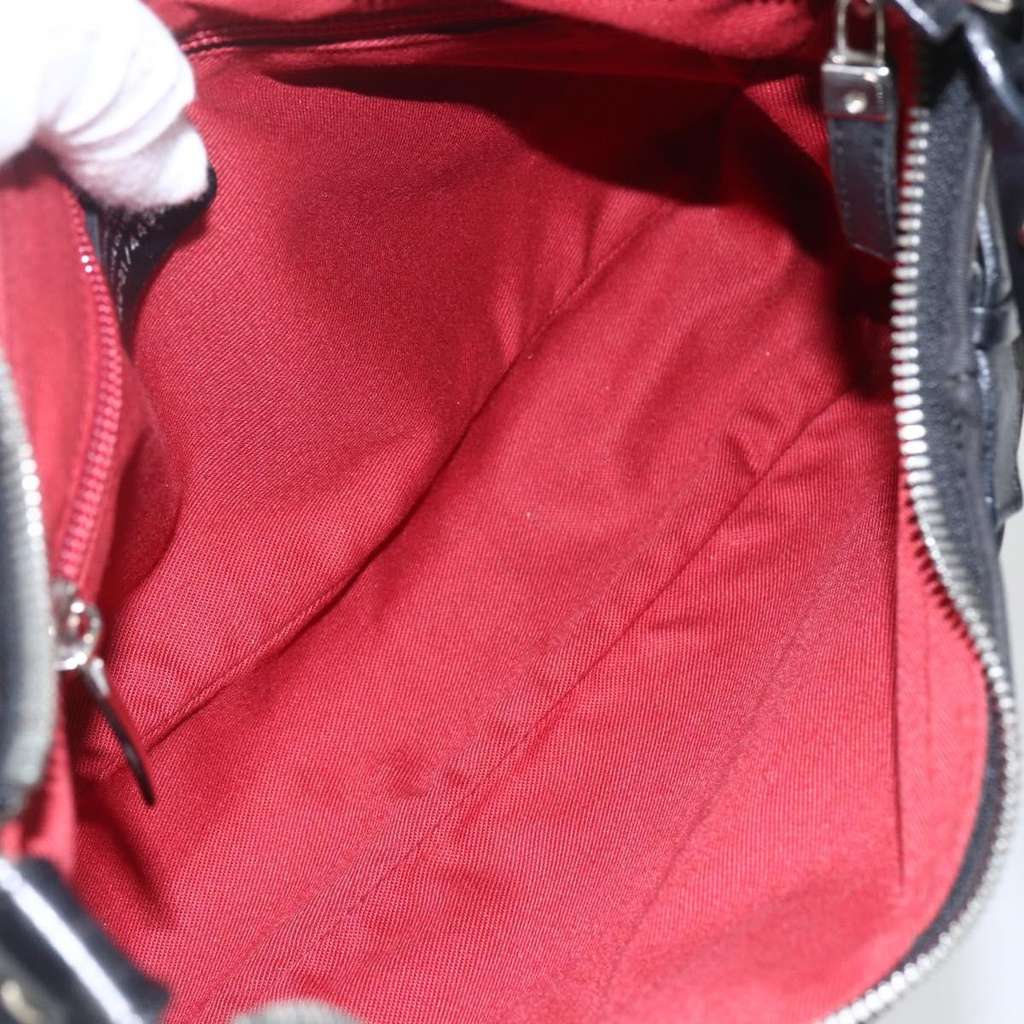 Salvatore Ferragamo Gancini Shoulder Bag Black Canvas Good condition - Box View