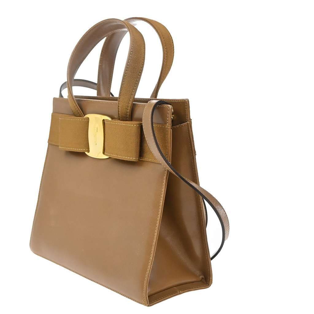 Salvatore Ferragamo Convertible Vara Bow Tote Brown Leather Good condition - Inside View
