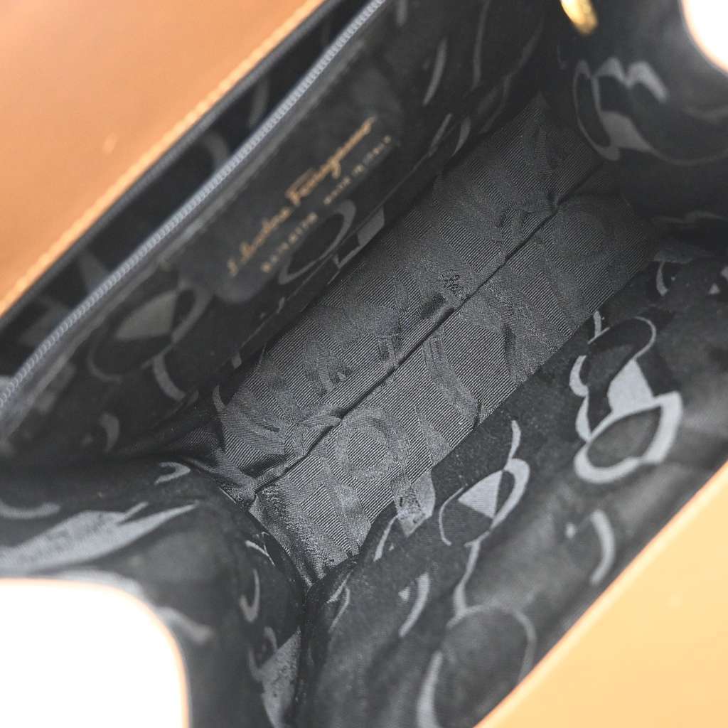 Salvatore Ferragamo Convertible Vara Bow Tote Brown Leather Good condition - Box View