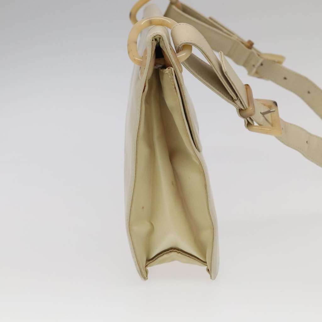 Prada Flap Shoulder Bag Beige Leather Good condition - Model View