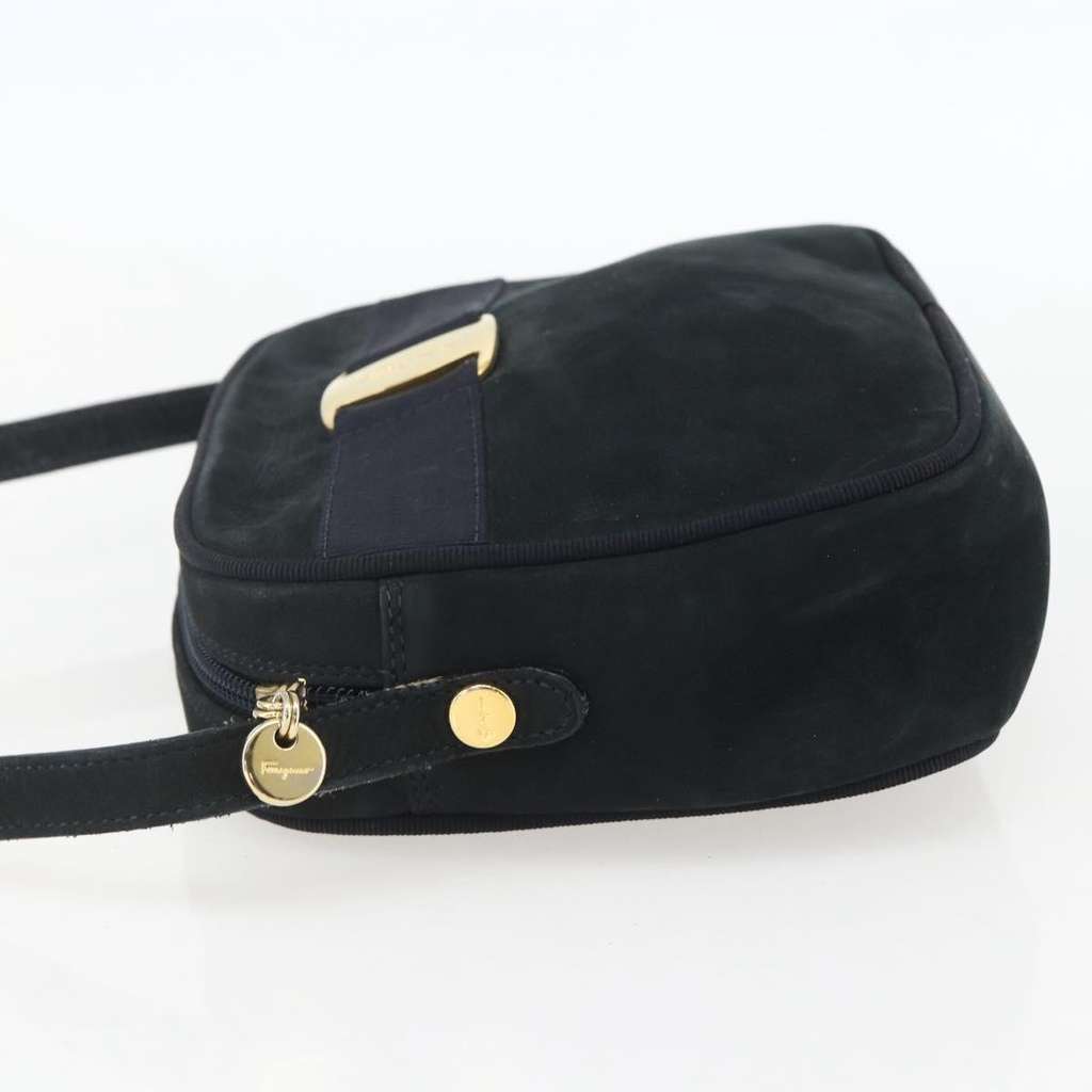 Salvatore Ferragamo Vala Shoulder Bag Navy Suede Fair condition - Inside View