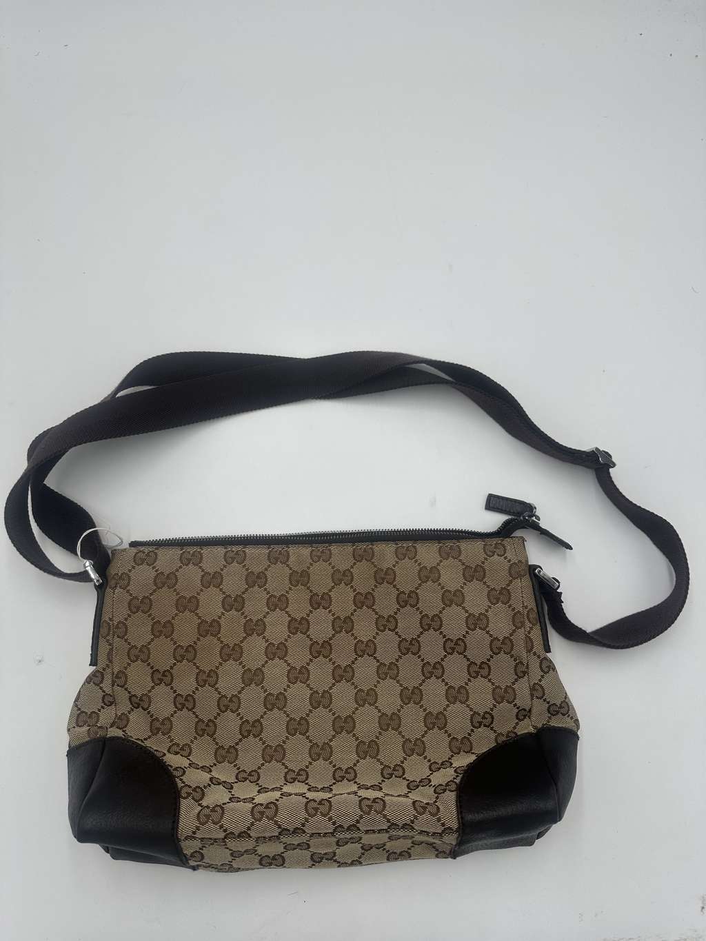 Gucci Front Pocket Messenger Bag Beige Canvas Good condition - Back View