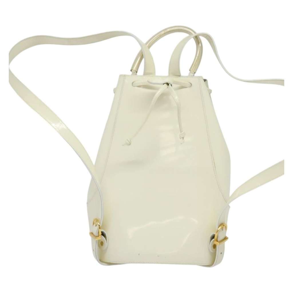 Salvatore Ferragamo Vintage Gancini Backpack White Good condition - Back View