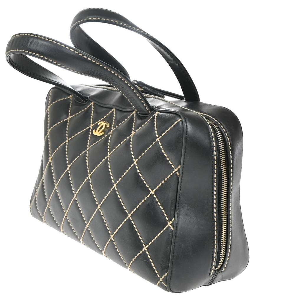 Chanel Surpique Boston Bag Black Leather Good condition - Inside View