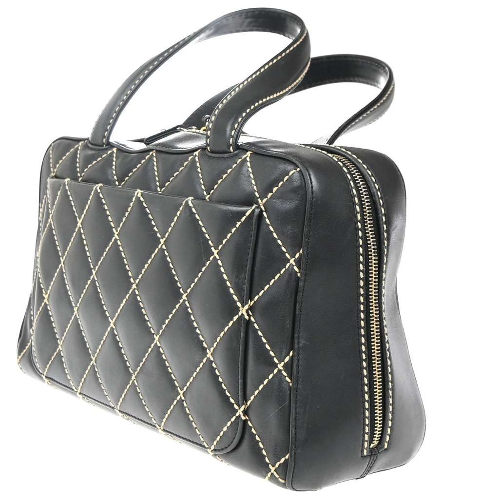 Chanel Surpique Boston Bag Black Leather Good condition - Model View