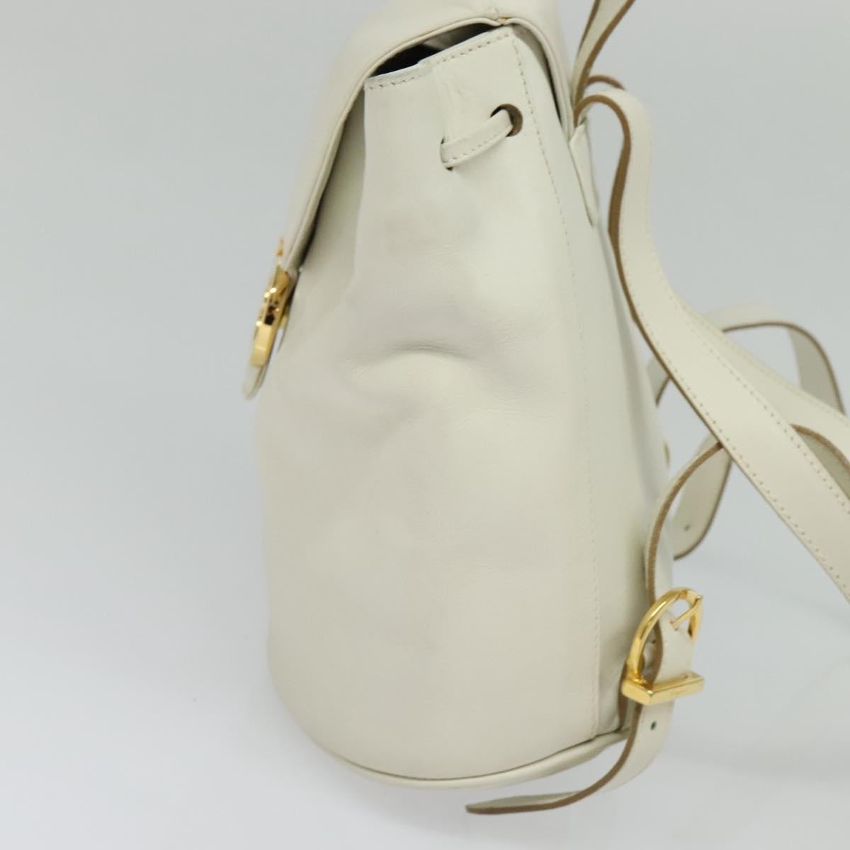 Salvatore Ferragamo Gancini Flap Drawstring Backpack White Leather Good condition - Inside View