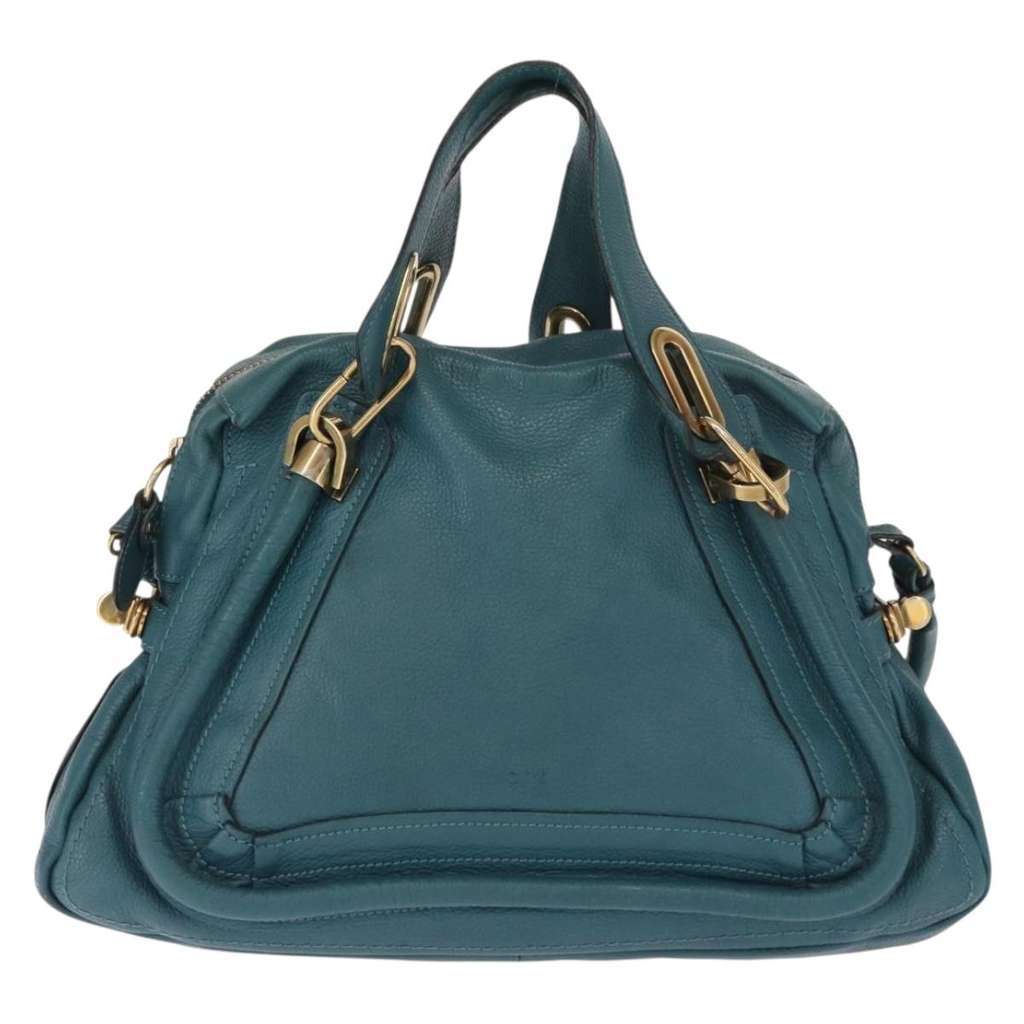 Chloe Paraty Top Handle Bag Green Leather Good condition - Back View