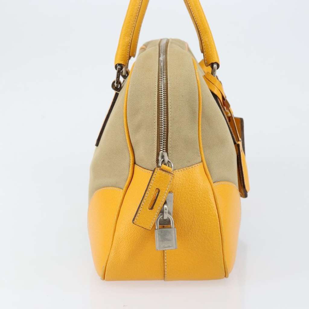 Prada Bowler Bag Beige Canvas Good condition - Model View