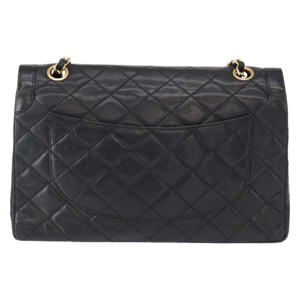 Chanel Vintage Two Tone CC Flap Bag Black Leather Good condition - Back View