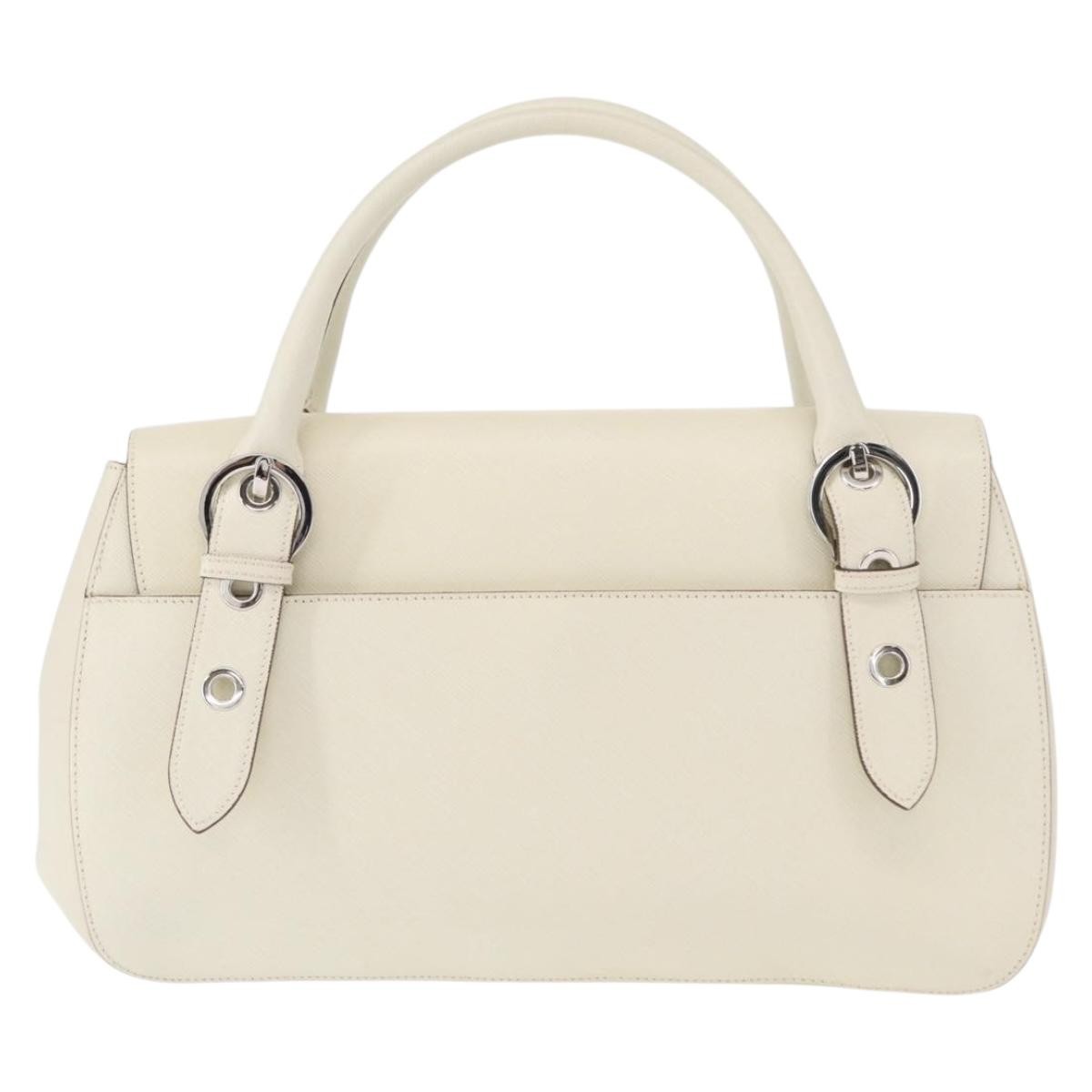 Salvatore Ferragamo Gancini Shoulder Bag White Leather Good condition - Back View