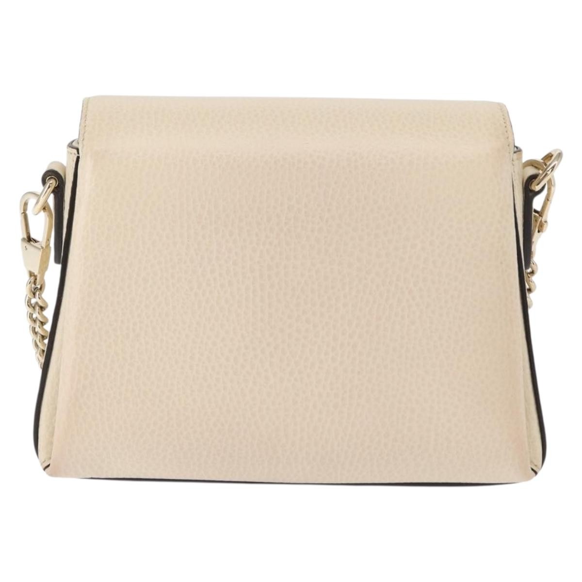 Gucci Interlocking Chain Crossbody Bag Beige Leather Good condition - Back View