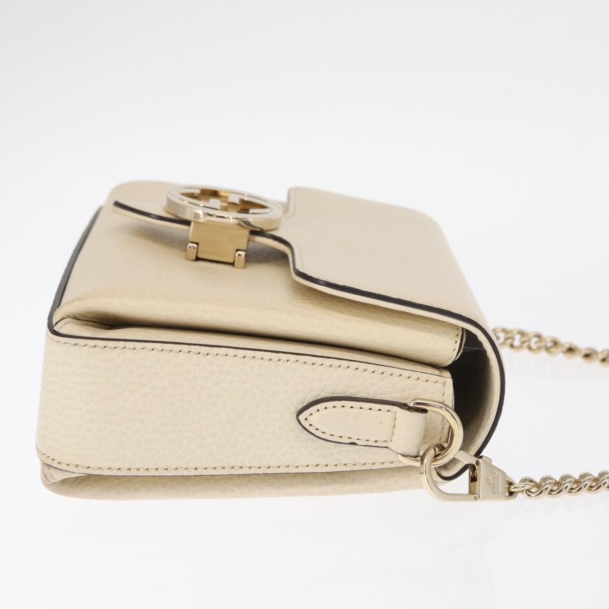 Gucci Interlocking Chain Crossbody Bag Beige Leather Good condition - Inside View