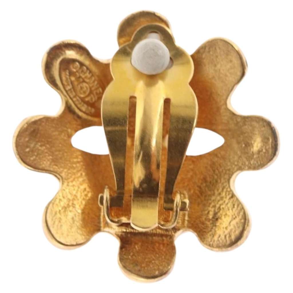 Chanel CC Clip-On Earrings Gold Metal Good condition - Inside View