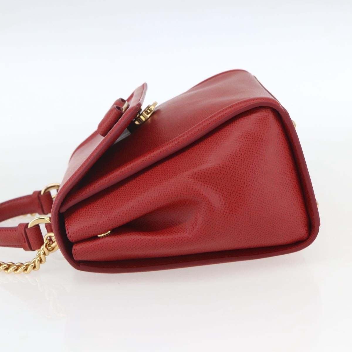 Salvatore Ferragamo Vala Handbag Red Leather Good condition - Inside View