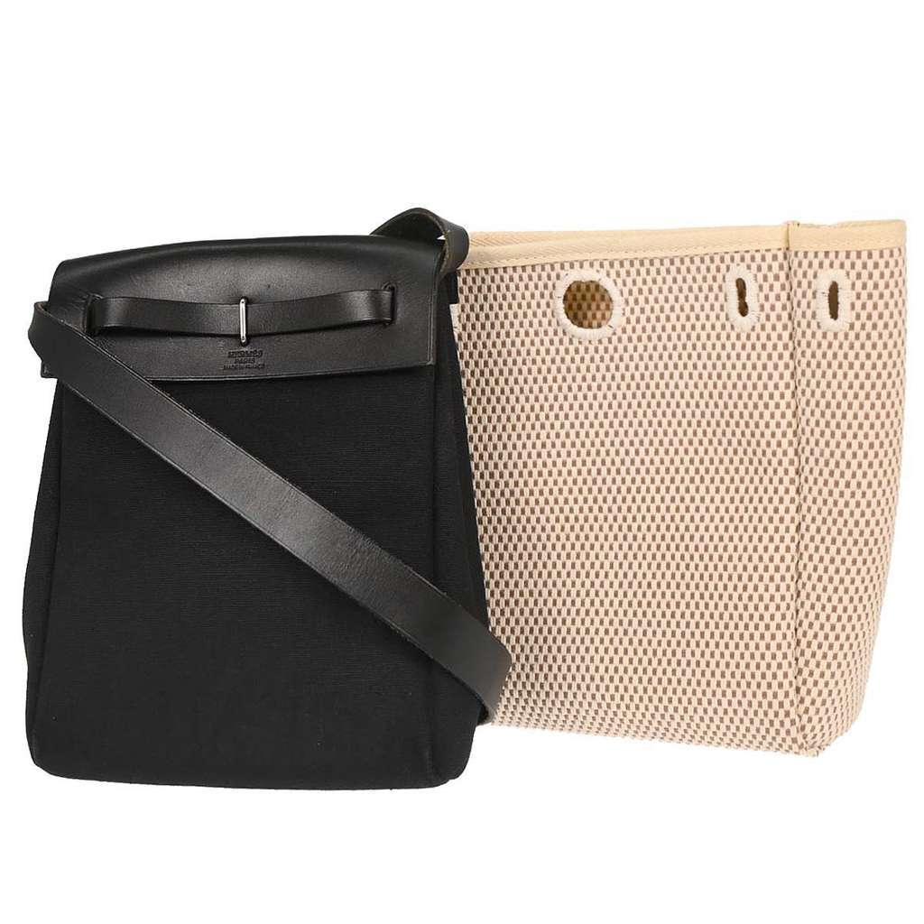 Hermès Herbag Black Canvas Good condition - Back View