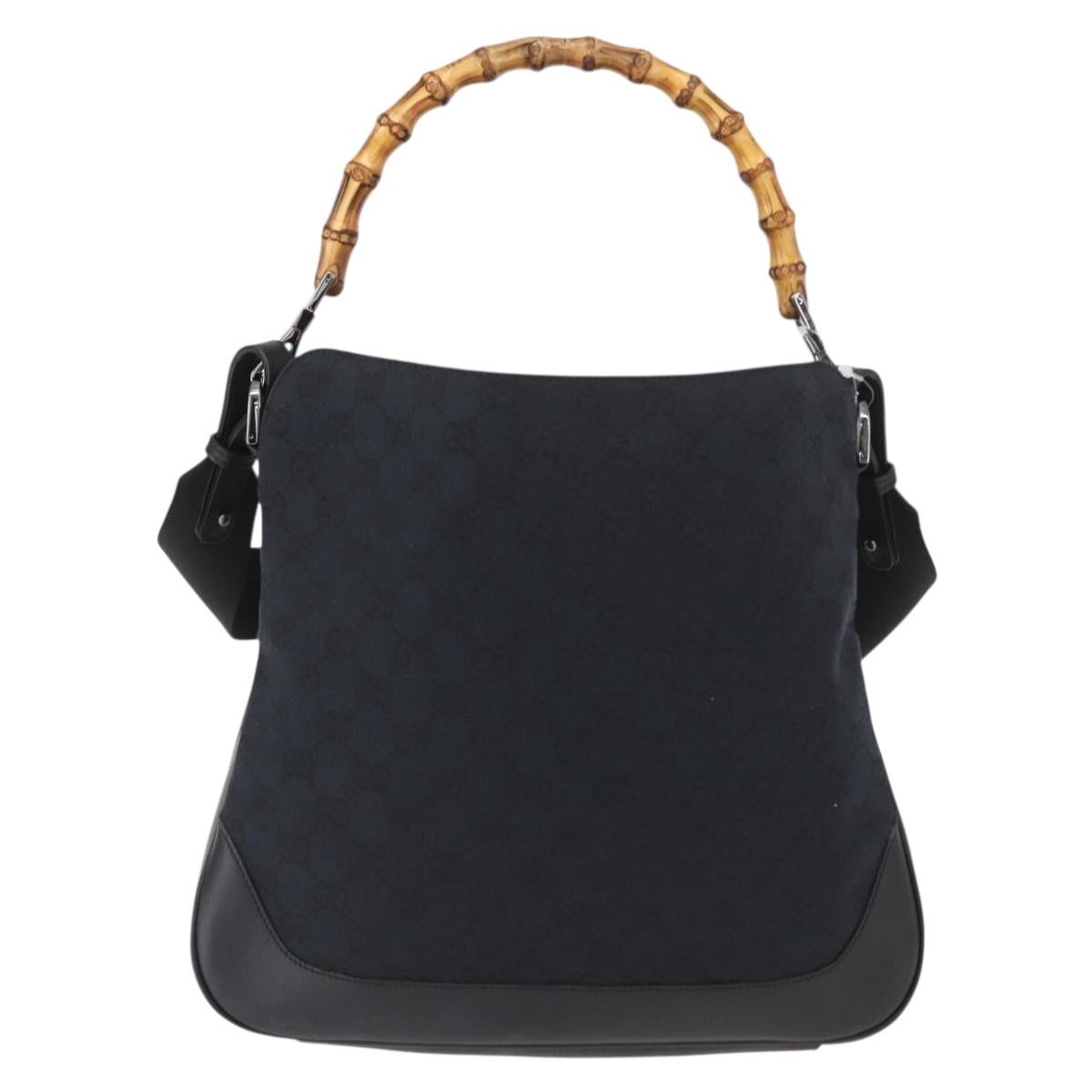 Gucci Diana Bamboo Shoulder Bag Black Canvas Good condition - Back View