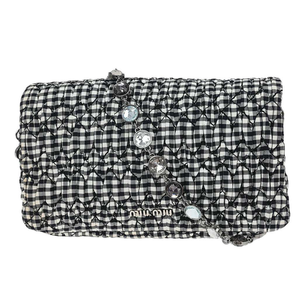 Miu Miu Crystal Clutch Black Canvas Good condition - Back View