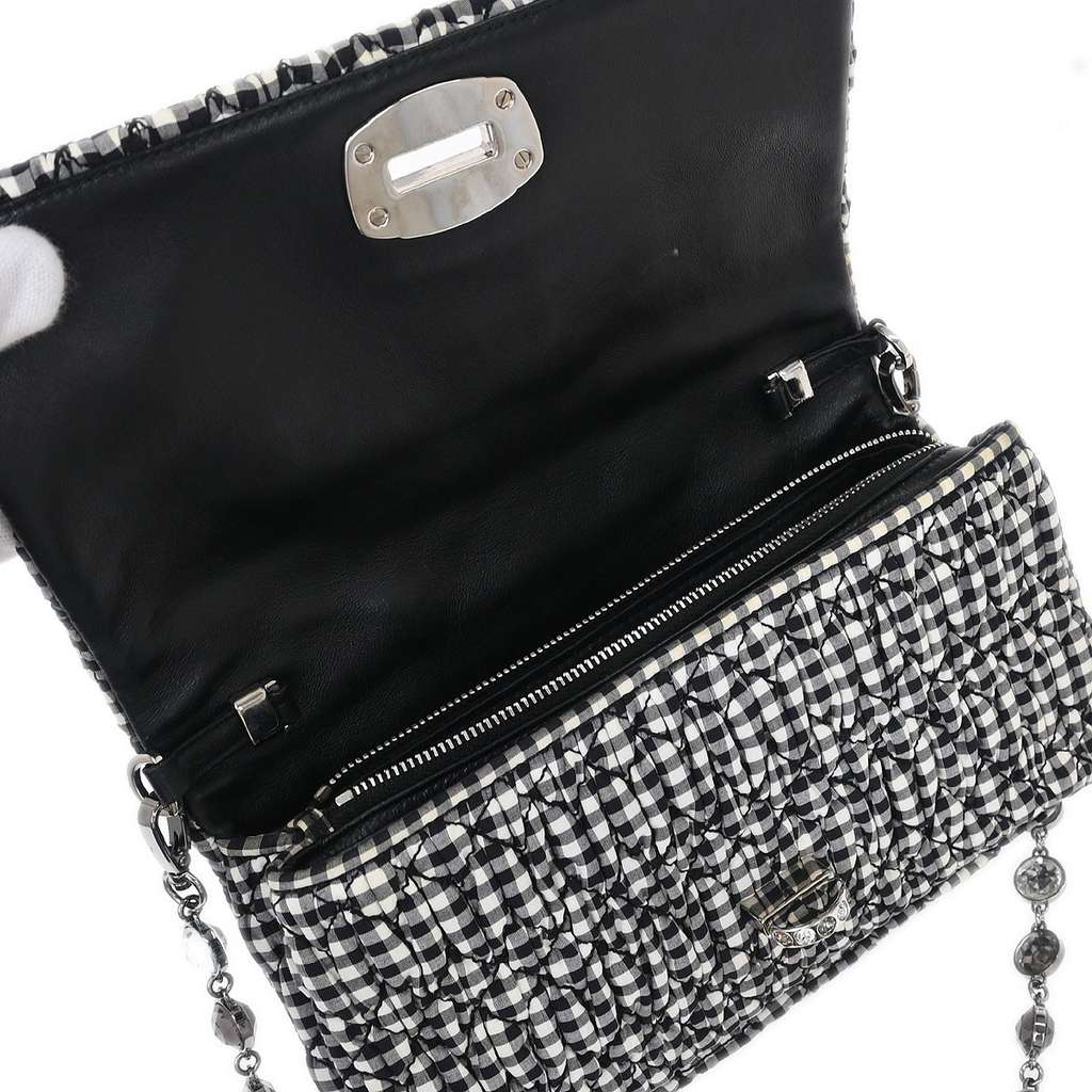 Miu Miu Crystal Clutch Black Canvas Good condition - Inside View