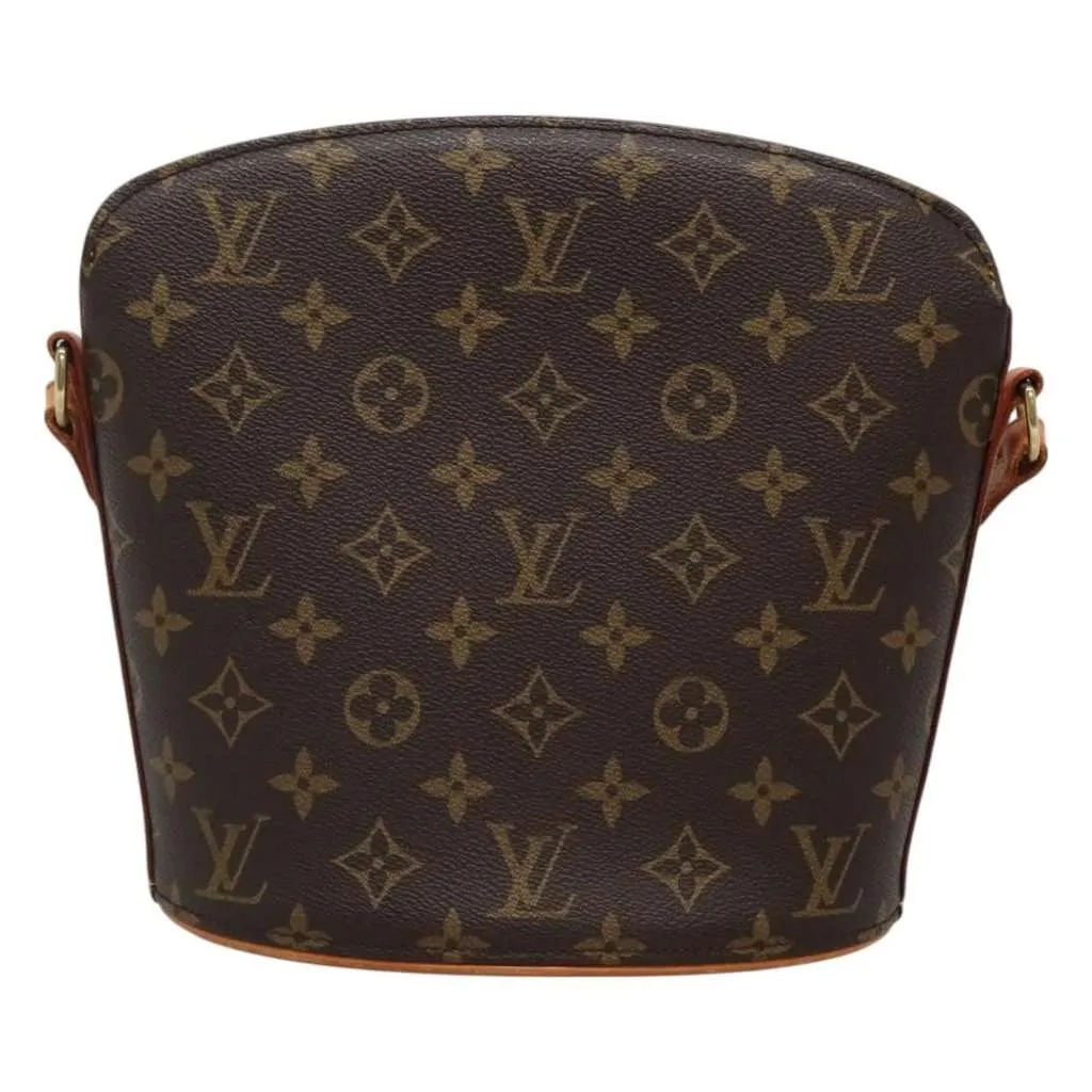 Louis Vuitton Drouot Handbag Brown Canvas Good - Front View