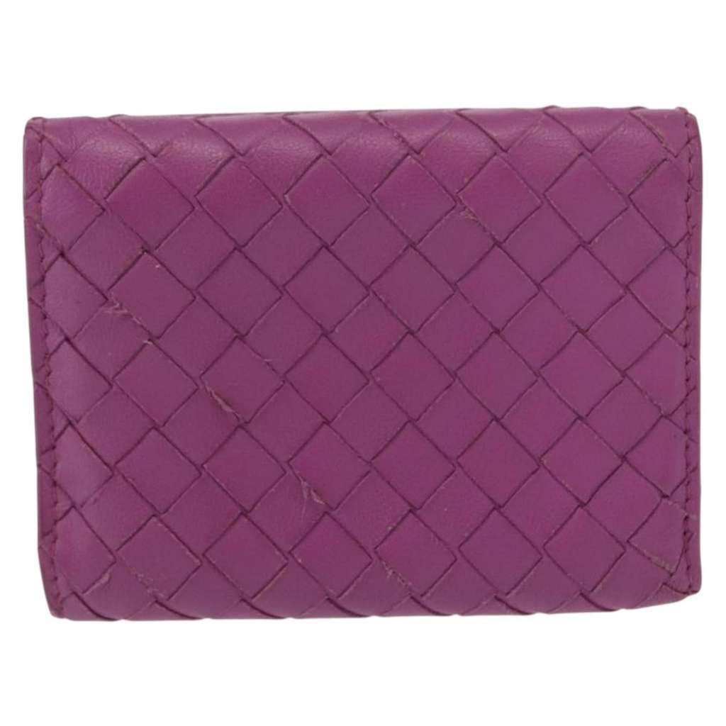 Bottega Veneta Trifold Wallet Purple Leather Good condition - Back View