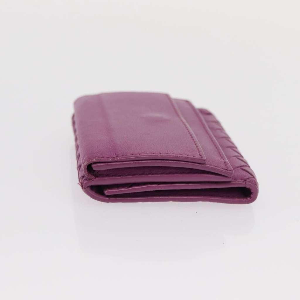 Bottega Veneta Trifold Wallet Purple Leather Good condition - Model View