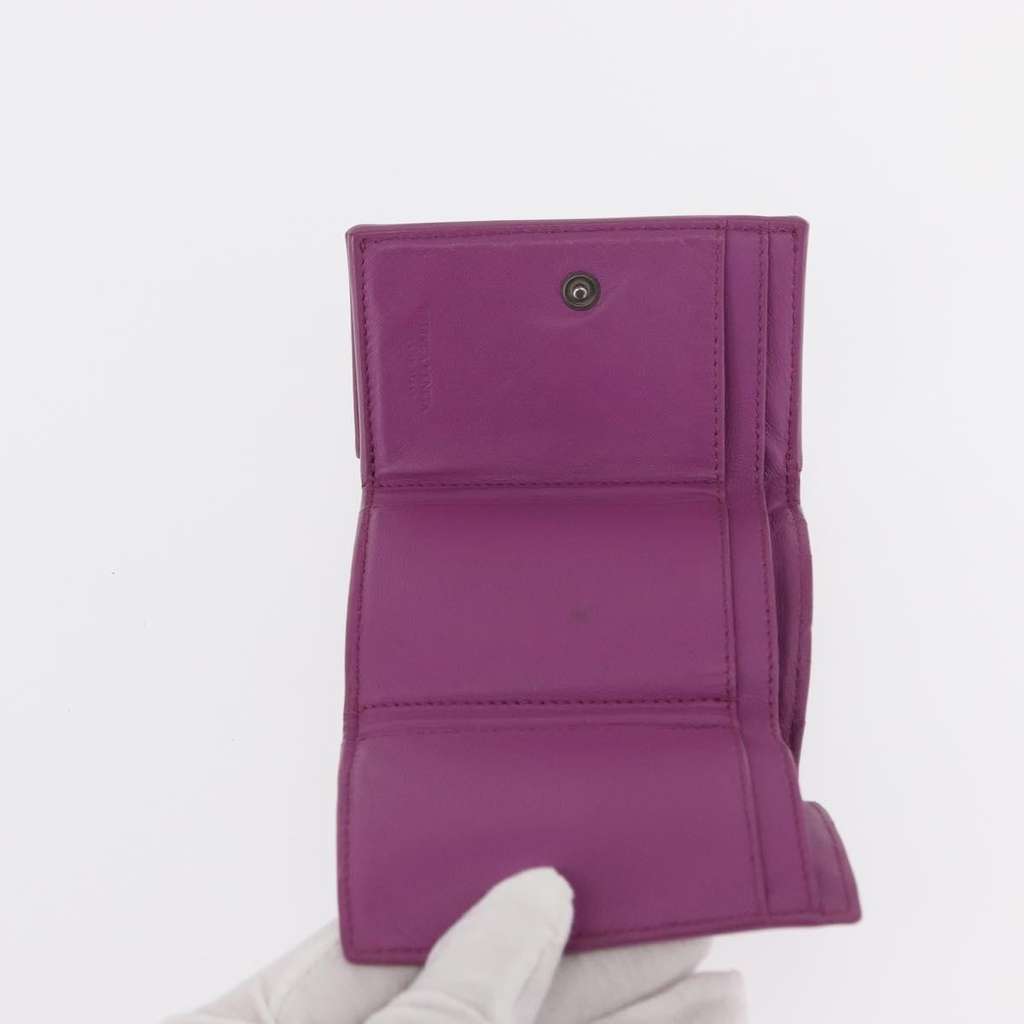 Bottega Veneta Trifold Wallet Purple Leather Good condition - Box View