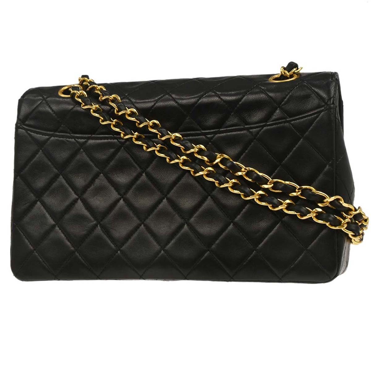 Chanel Vintage CC Chain Flap Bag Black Leather Good condition - Back View