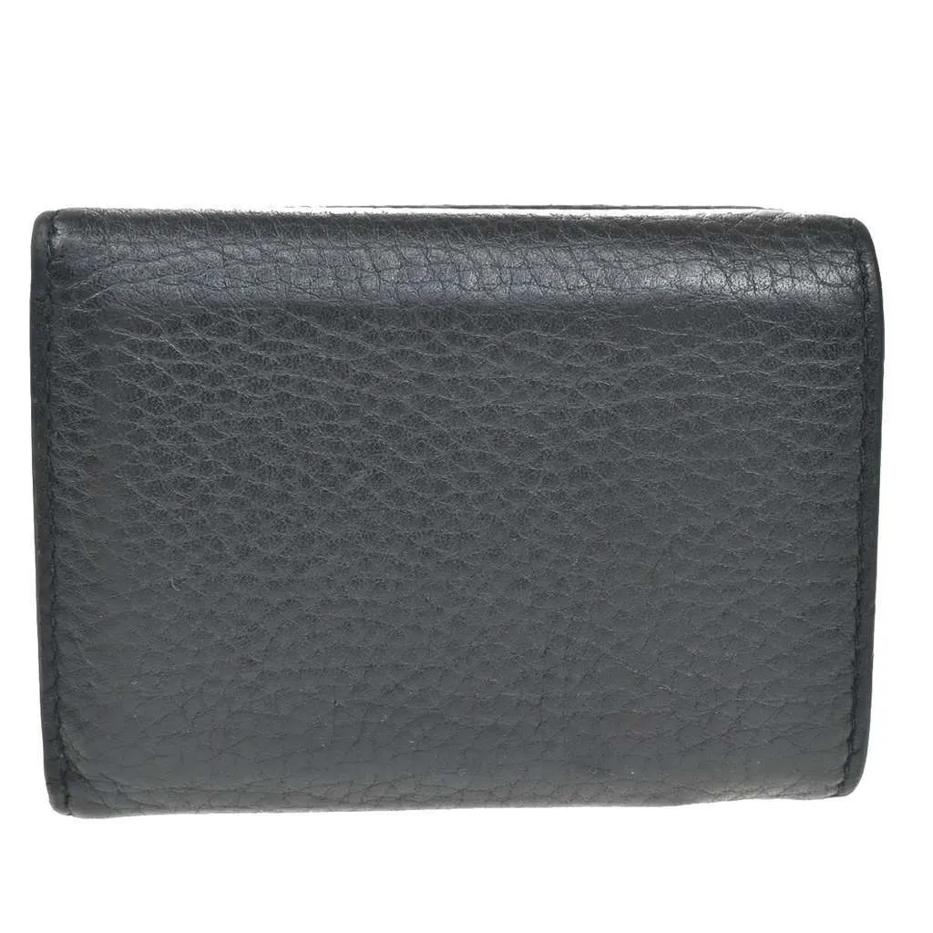 Prada Front Pocket Trifold Wallet Black Leather Good - Back View