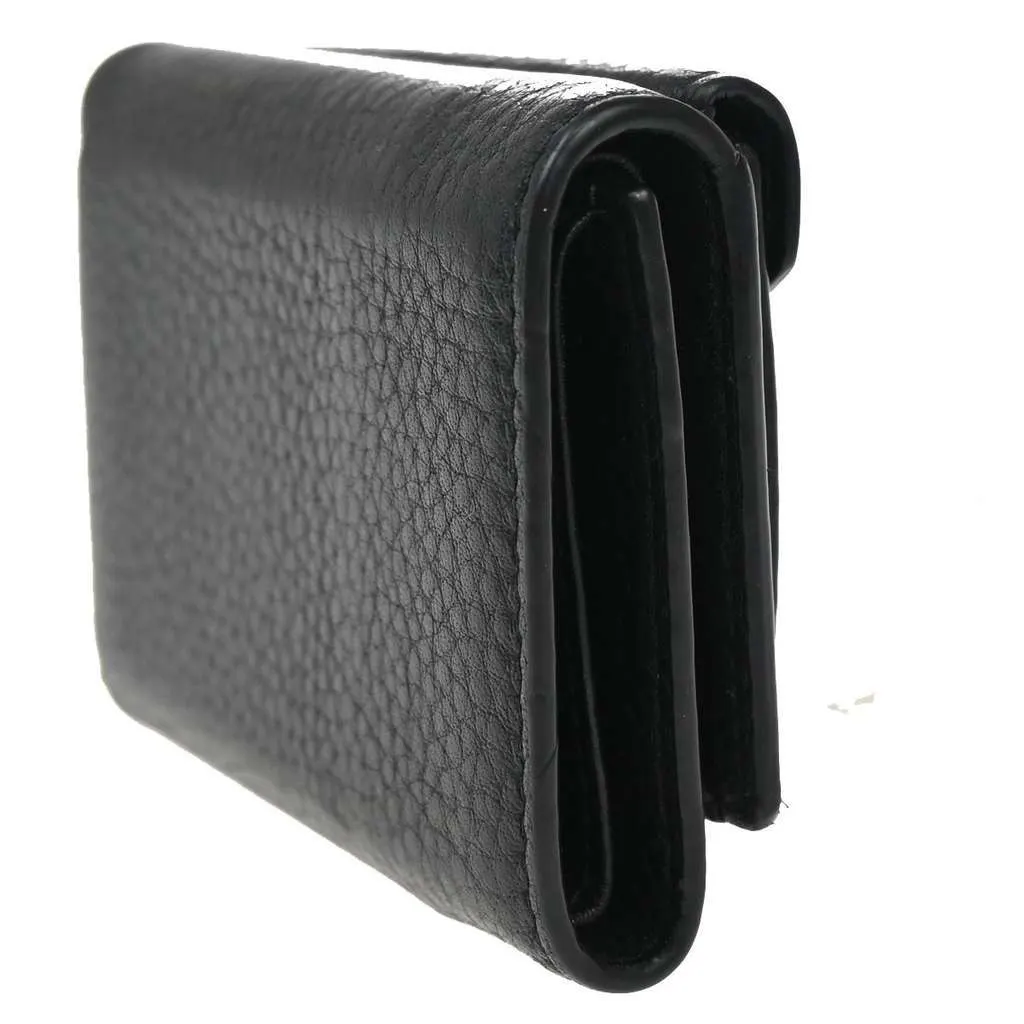 Prada Front Pocket Trifold Wallet Black Leather Good - Model View