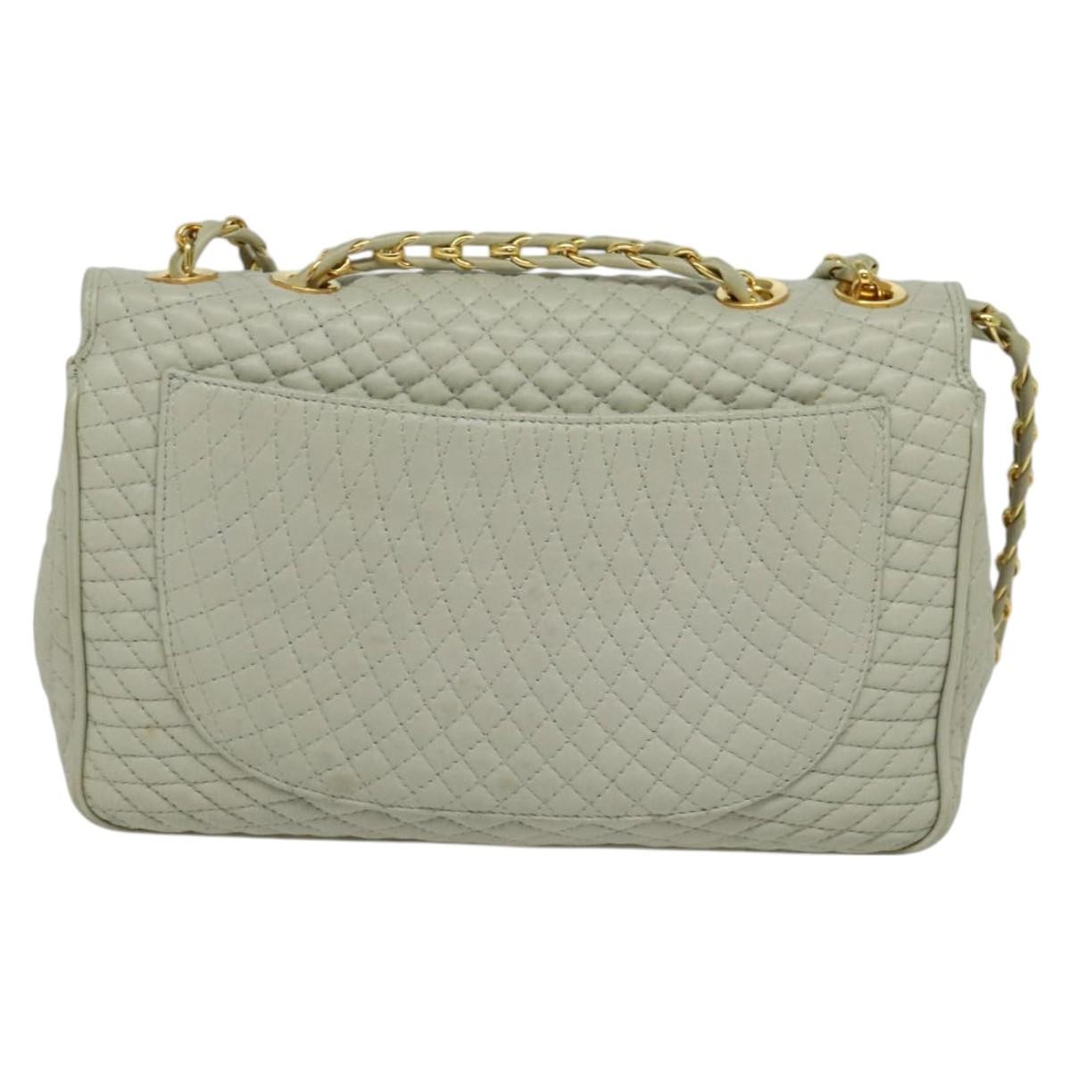 Bally Vintage Chain Shoulder Bag Beige Leather Good condition - Back View