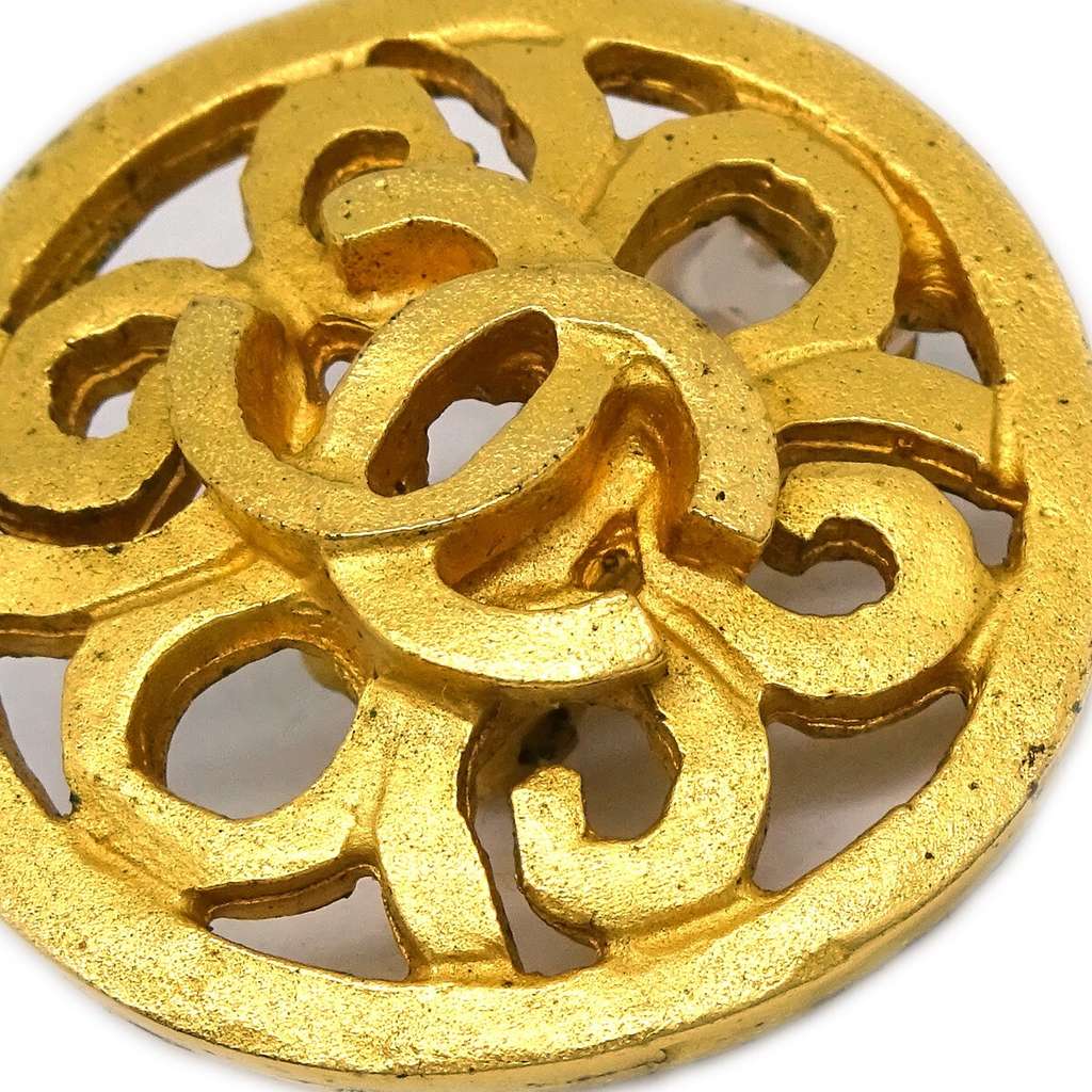 Chanel Vintage CC Round Clip-On Earrings Gold Good condition - Inside View