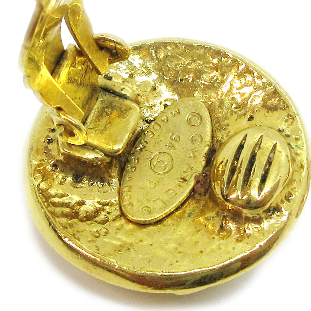 Chanel CC Button Clip-On Earrings Gold Good condition - Inside View