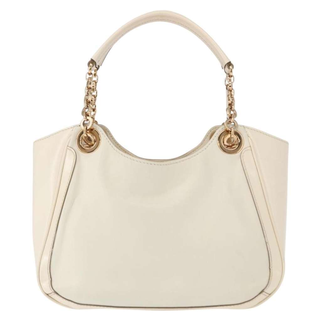 Salvatore Ferragamo Betulla Chain Tote White Leather Good condition - Back View