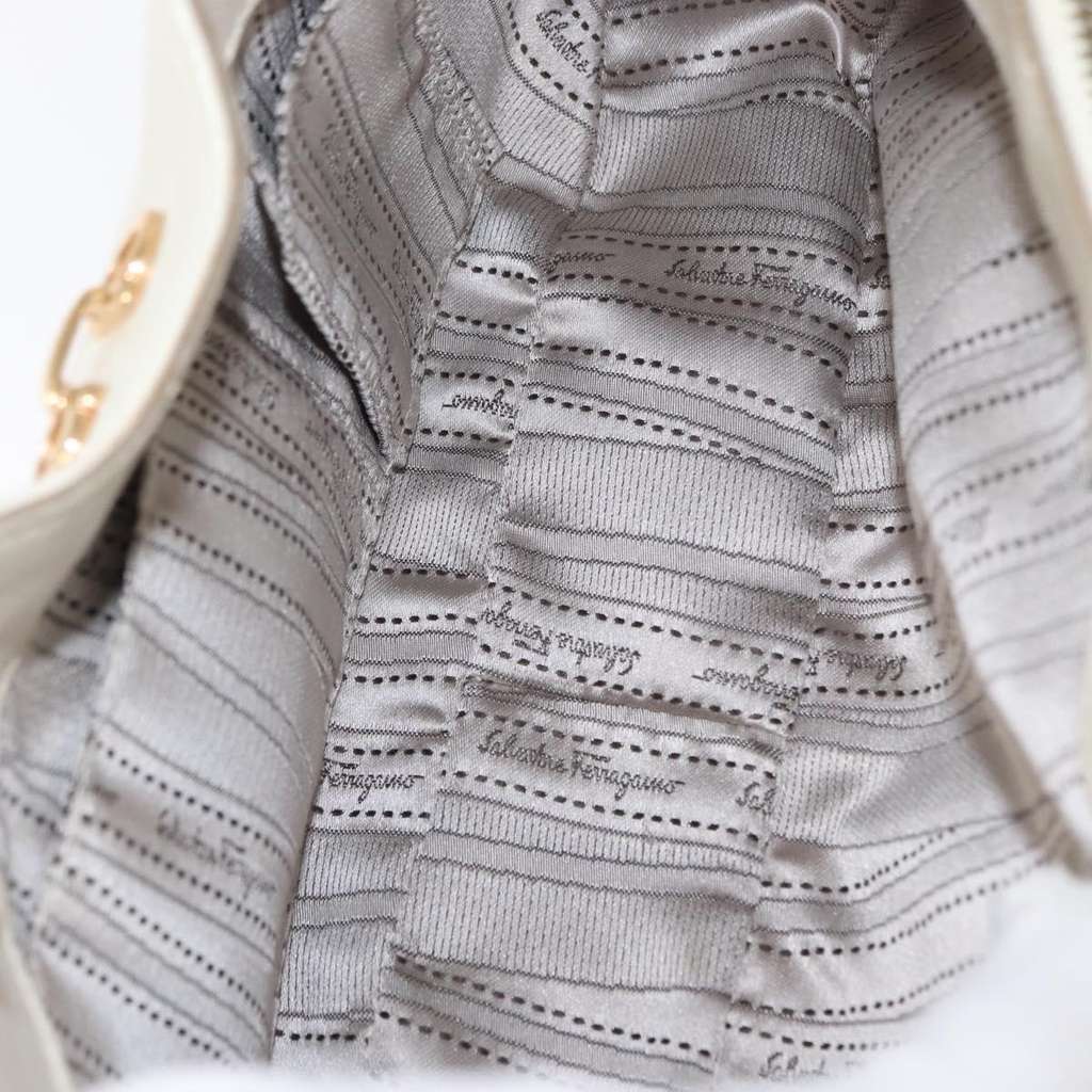 Salvatore Ferragamo Betulla Chain Tote White Leather Good condition - Box View